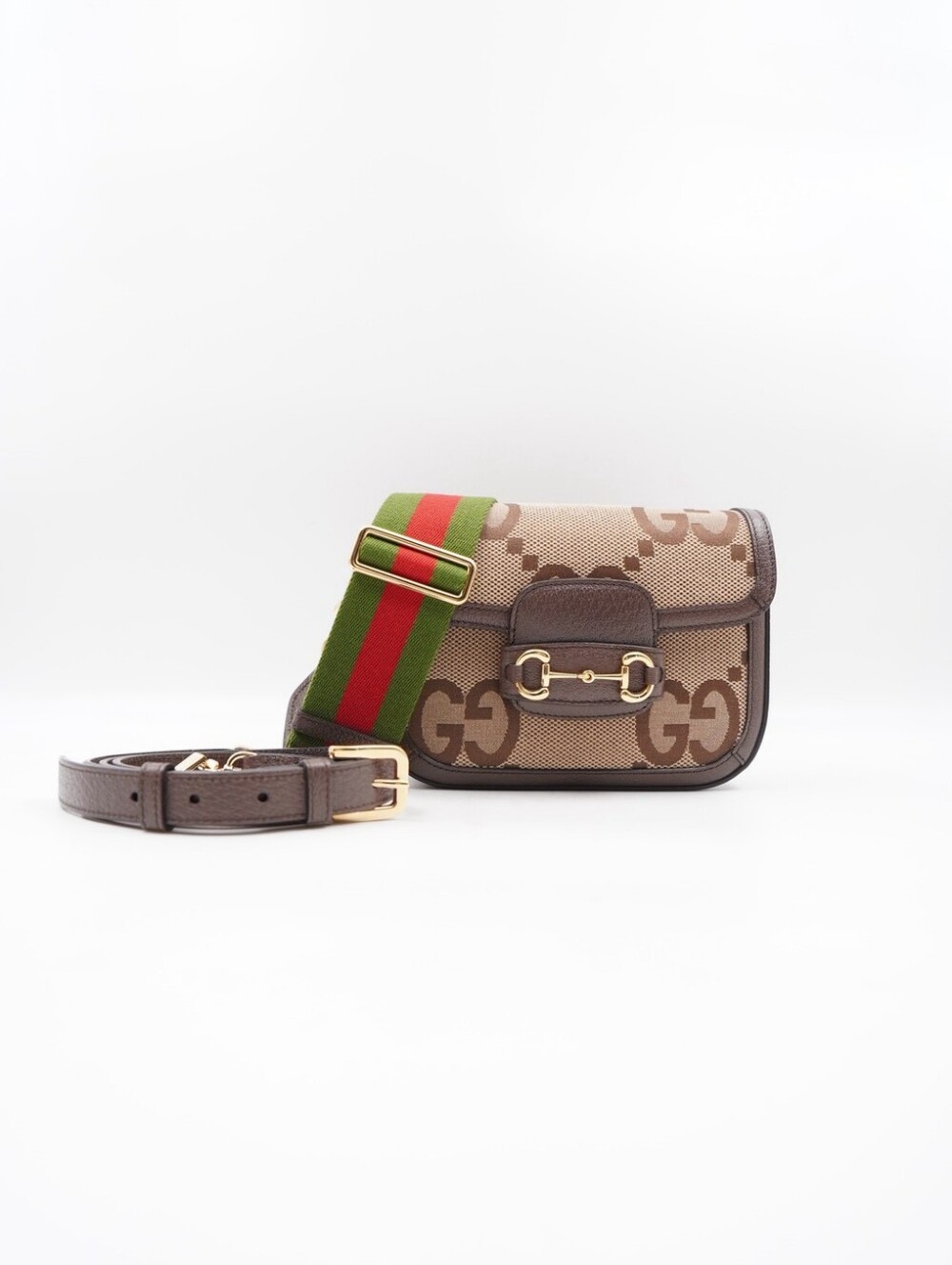 CP15 💕 GUCCI Jumbo GG Monogram Calfskin Web Horsebit